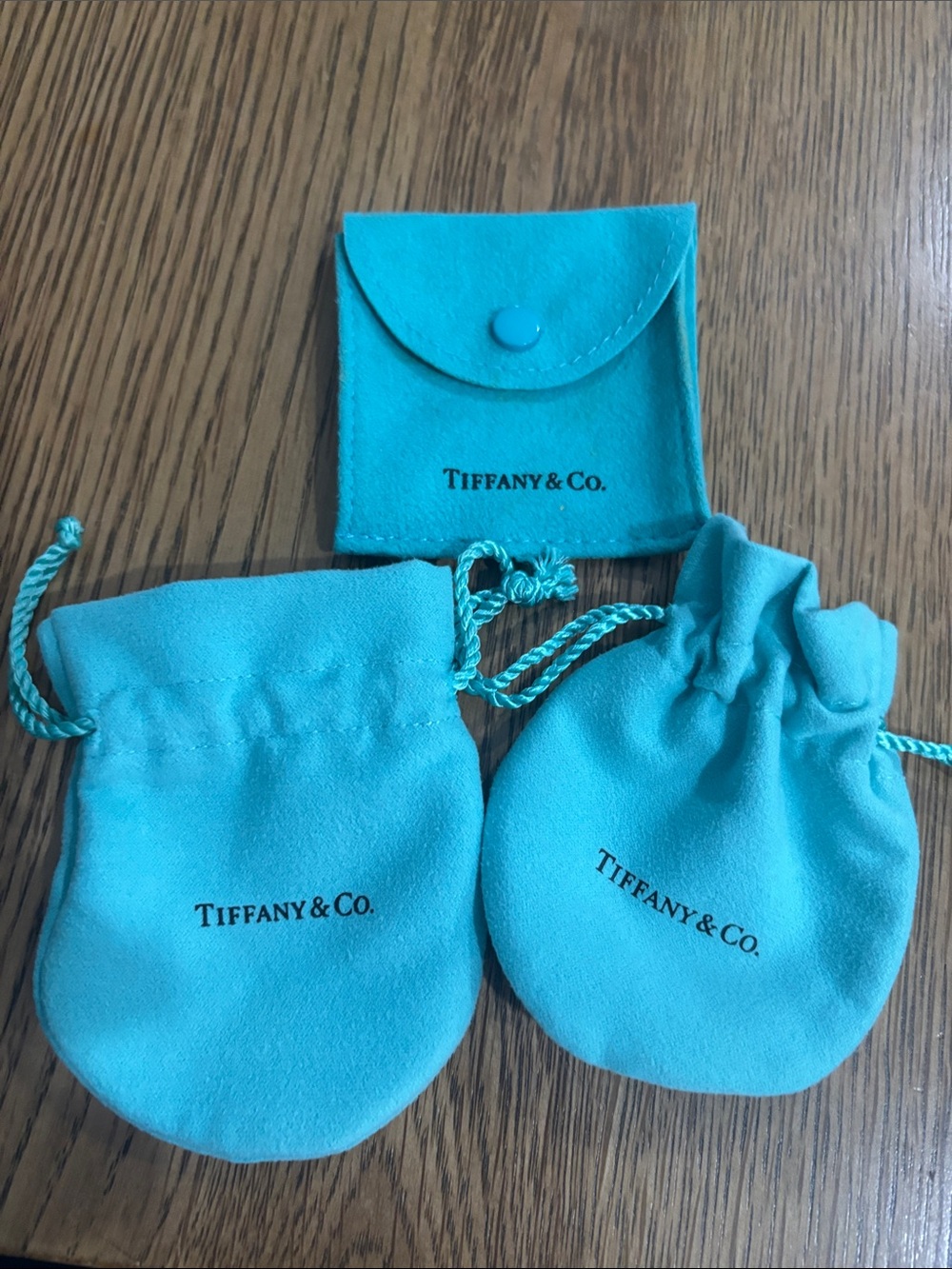 Tiffany & Co. Signature Turquoise Jewelry Pouches (Set of 3)